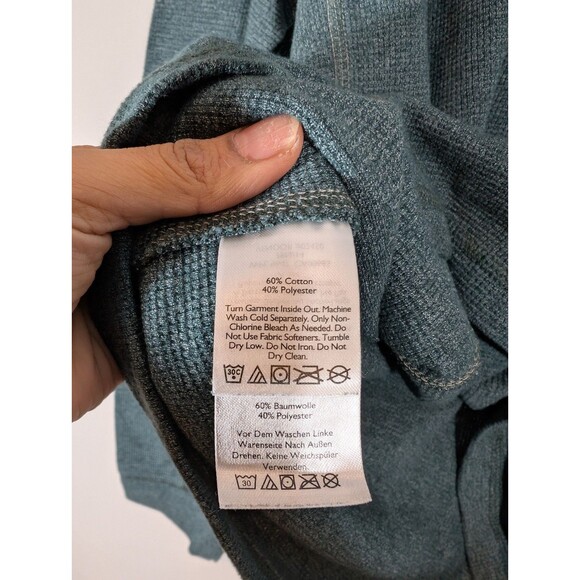 Eddie Bauer Men Ribbed Henley Long Sleeve Shirt Teal Sz XL Outdoor Gorpcore - Picture 6 of 8